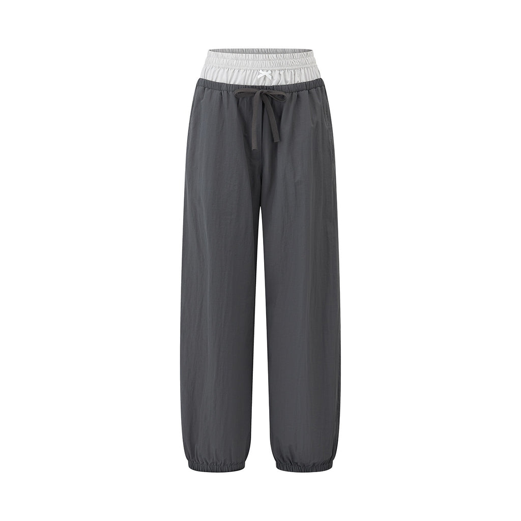 EZEK_Colorblock_Patchwork_Bow_Tie_Drawstring_Pockets_Women's_Nylon_Palazzo_Pants_1056397327571_MISSTT