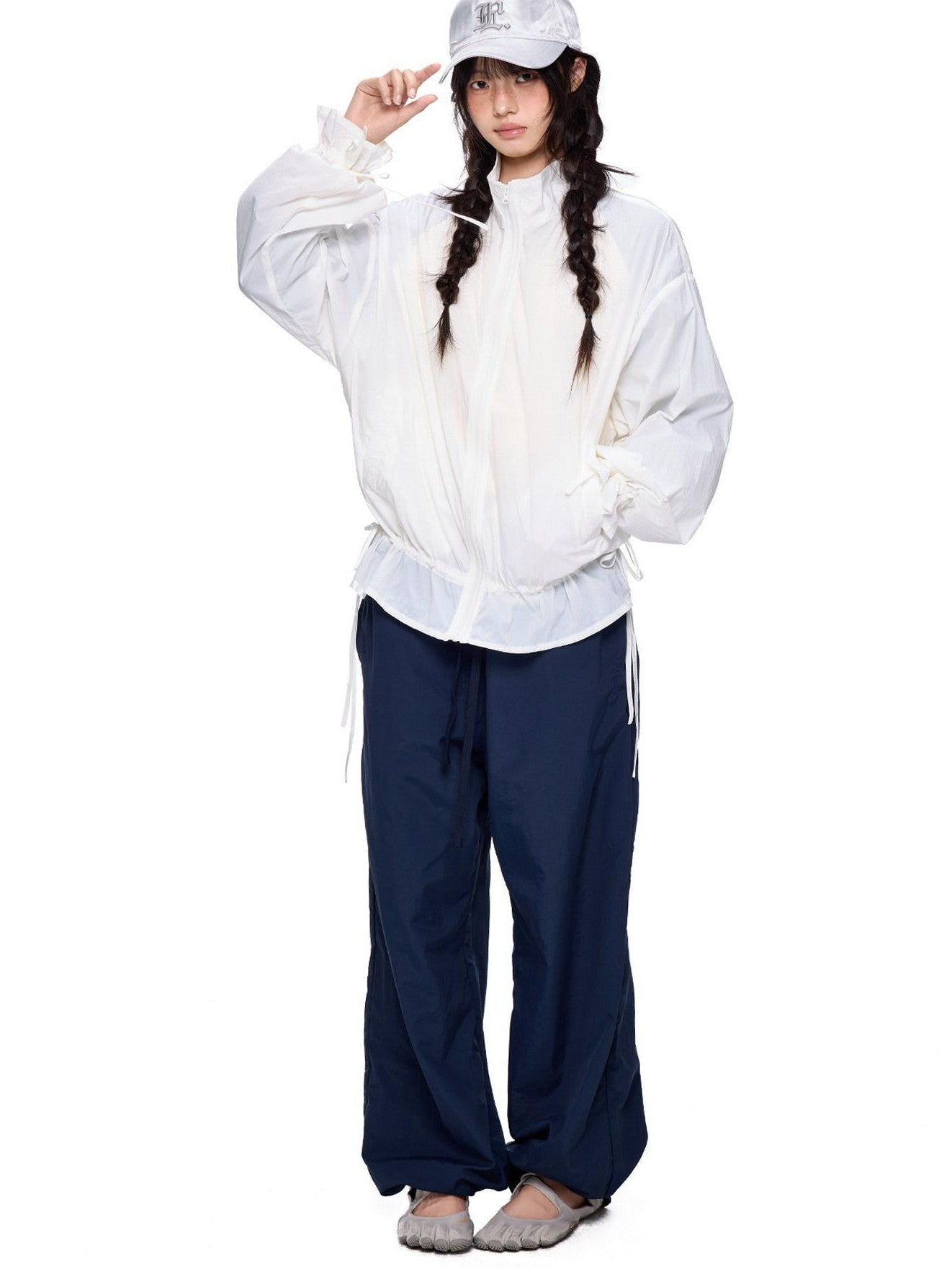 EZEK Colorblock Patchwork Bow Tie Drawstring Pockets Women's Nylon Palazzo Pants