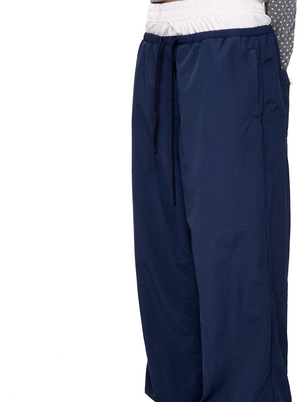 EZEK Colorblock Patchwork Bow Tie Drawstring Pockets Women's Nylon Palazzo Pants