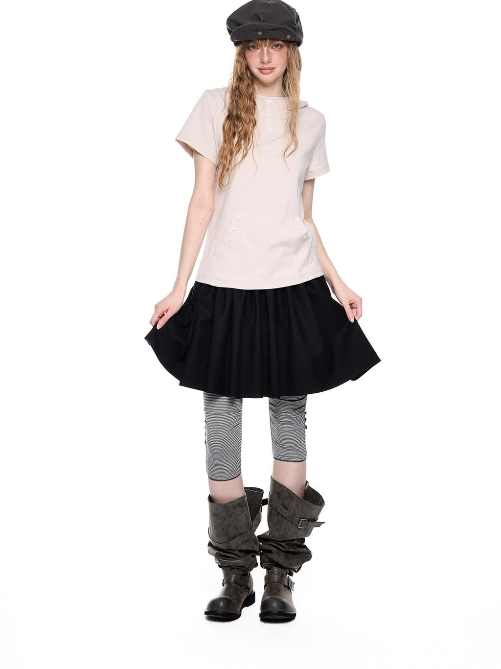 EZEK Colorblock Patchwork High Waist A Line Women's Cotton Mini Skirts