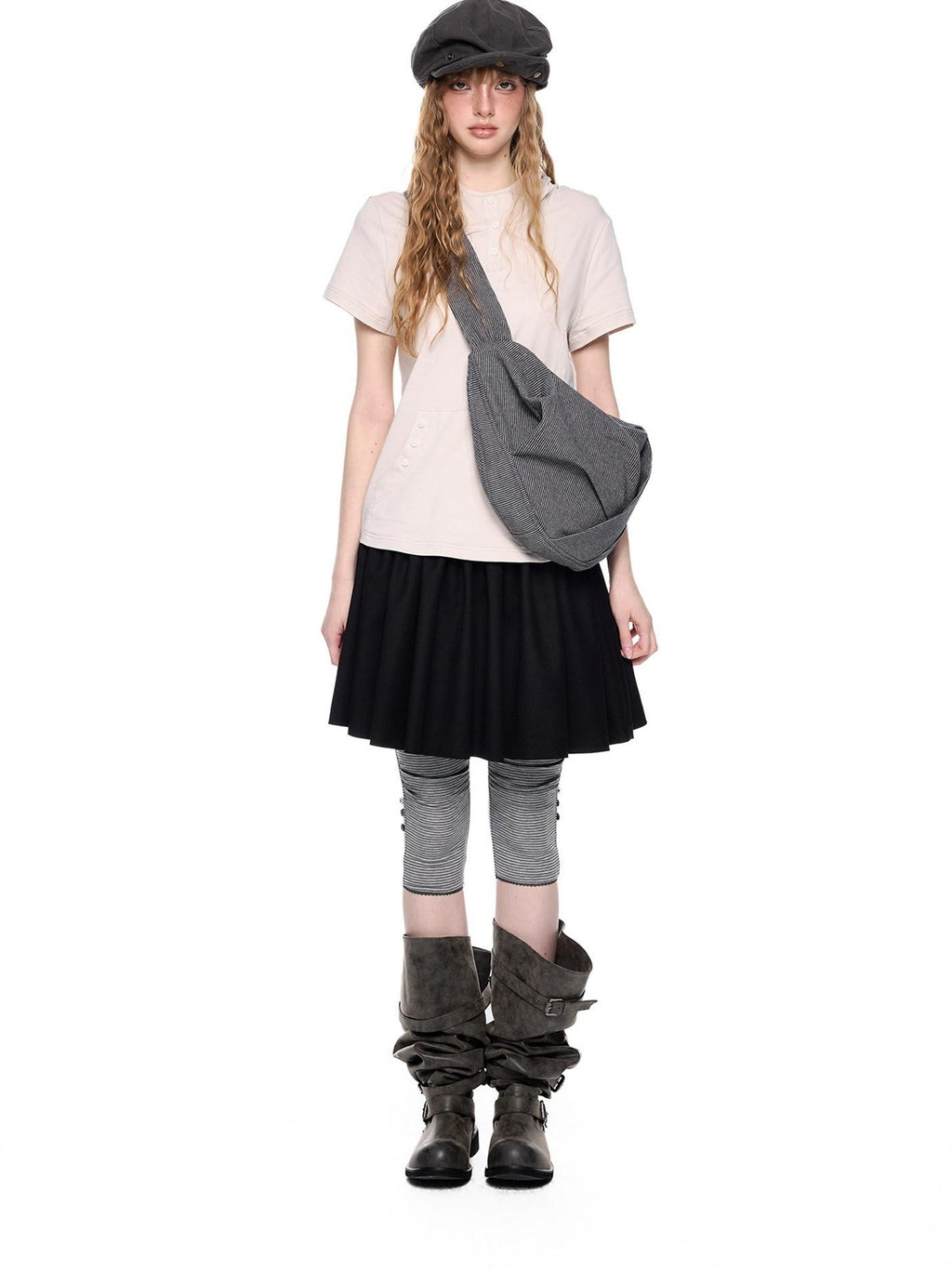 EZEK Colorblock Patchwork High Waist A Line Women's Cotton Mini Skirts