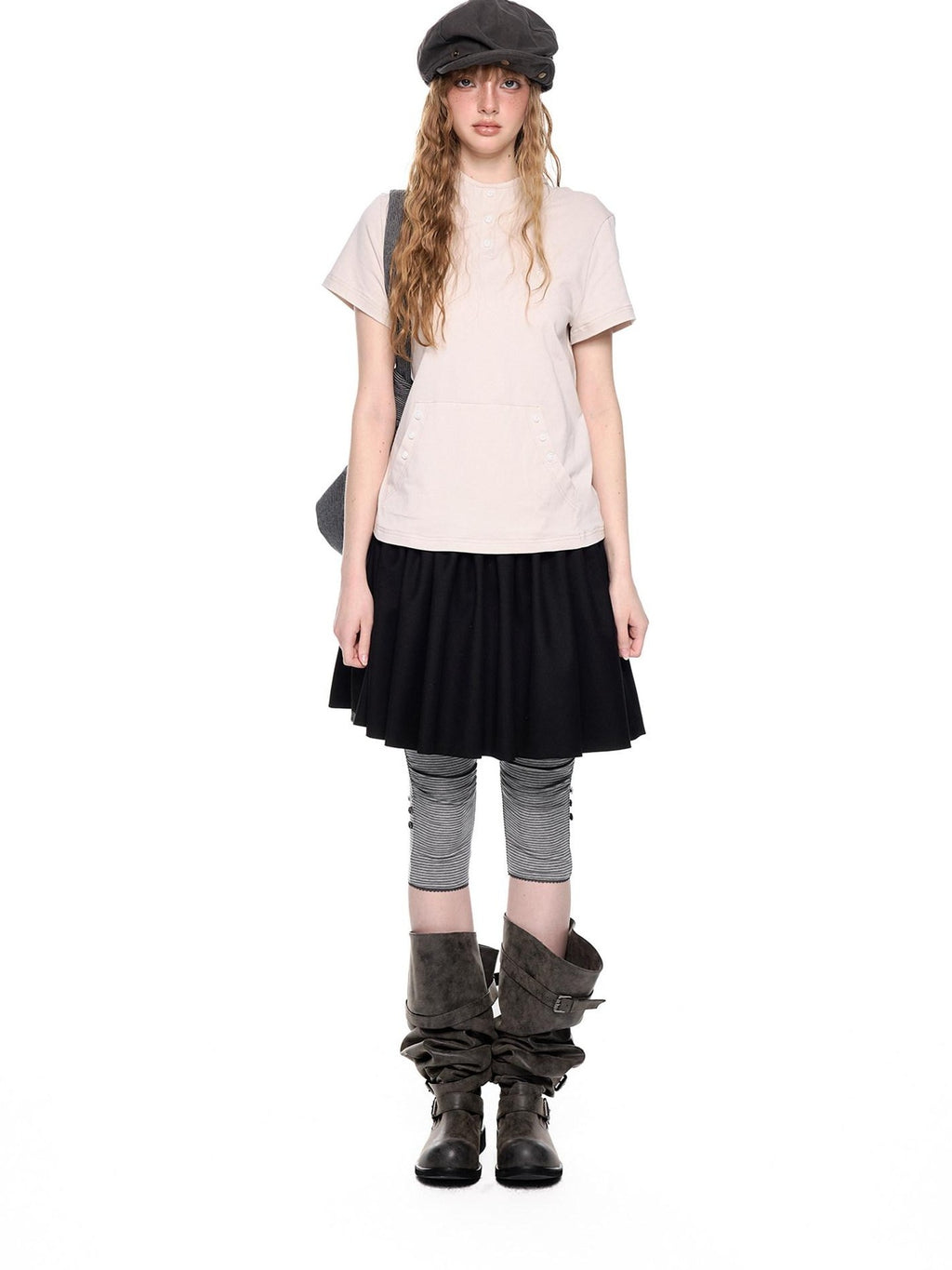 EZEK Colorblock Patchwork High Waist A Line Women's Cotton Mini Skirts
