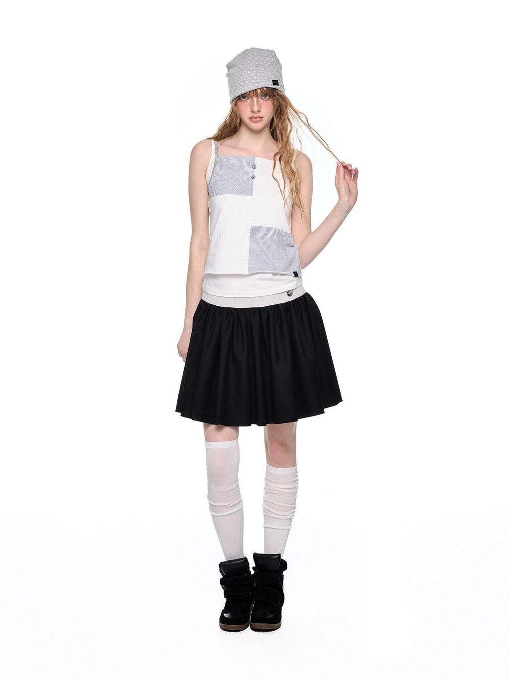EZEK Colorblock Patchwork High Waist A Line Women's Cotton Mini Skirts