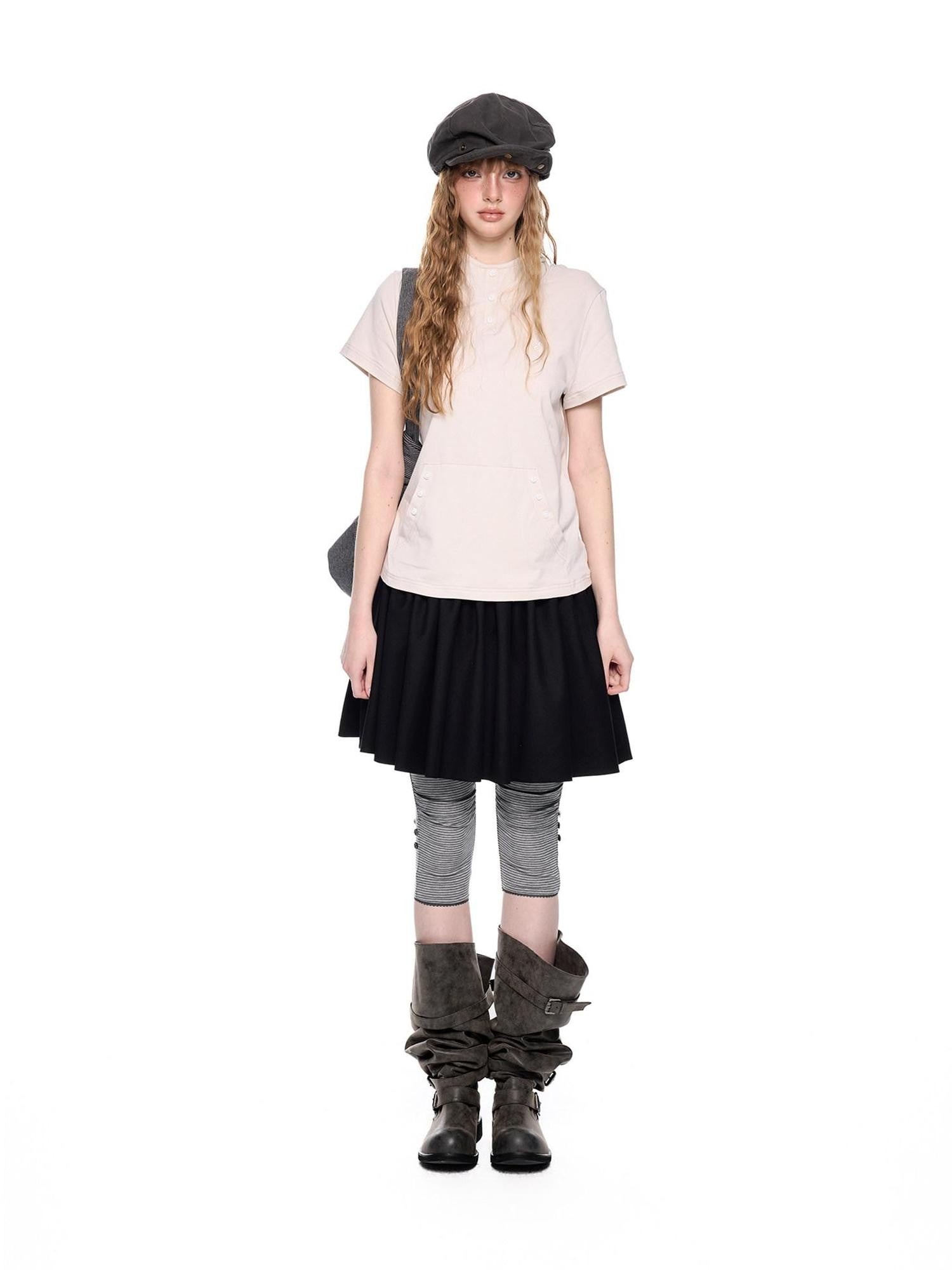 EZEK Colorblock Patchwork High Waist A Line Women's Cotton Mini Skirts