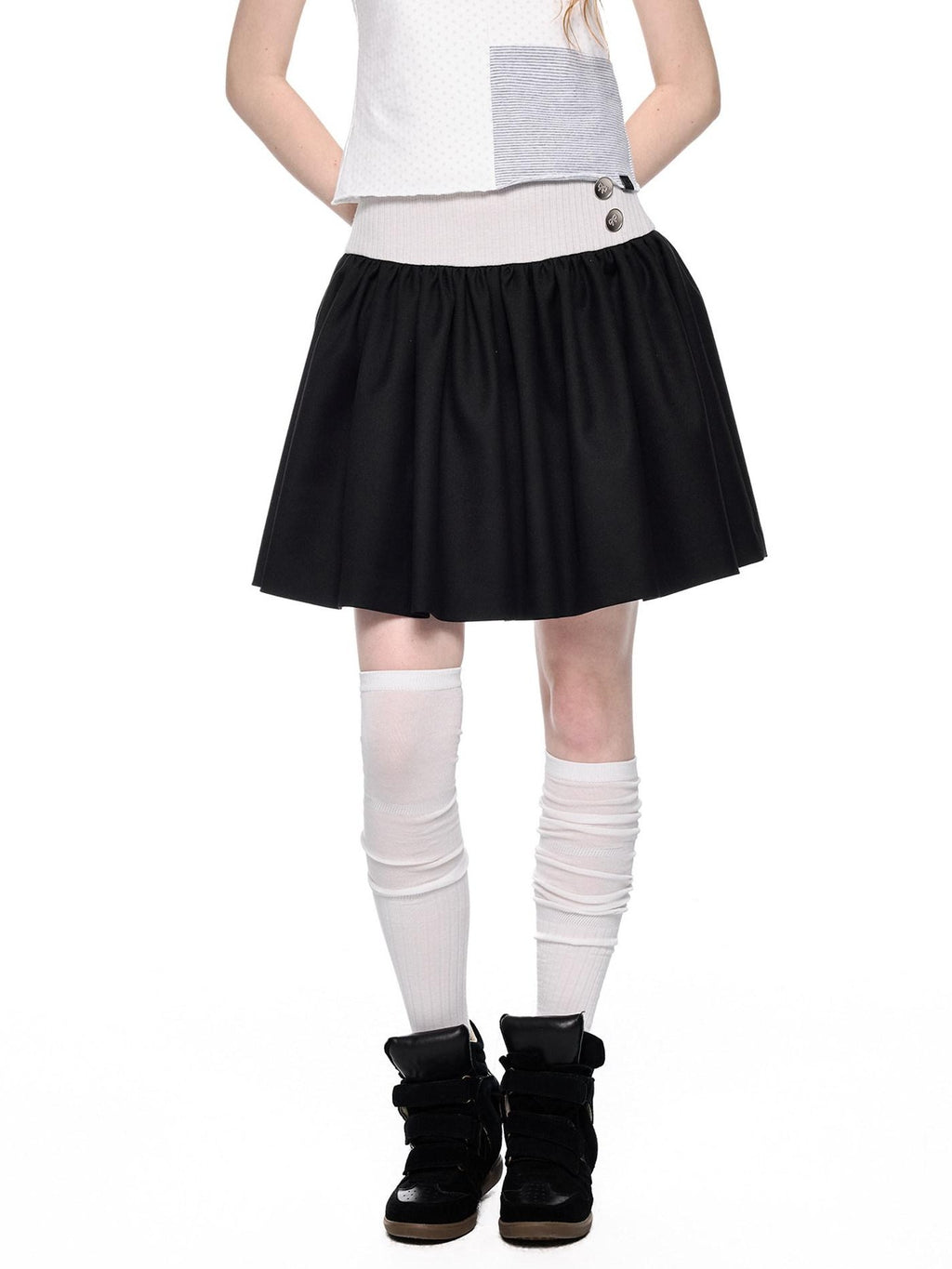 EZEK Colorblock Patchwork High Waist A Line Women's Cotton Mini Skirts