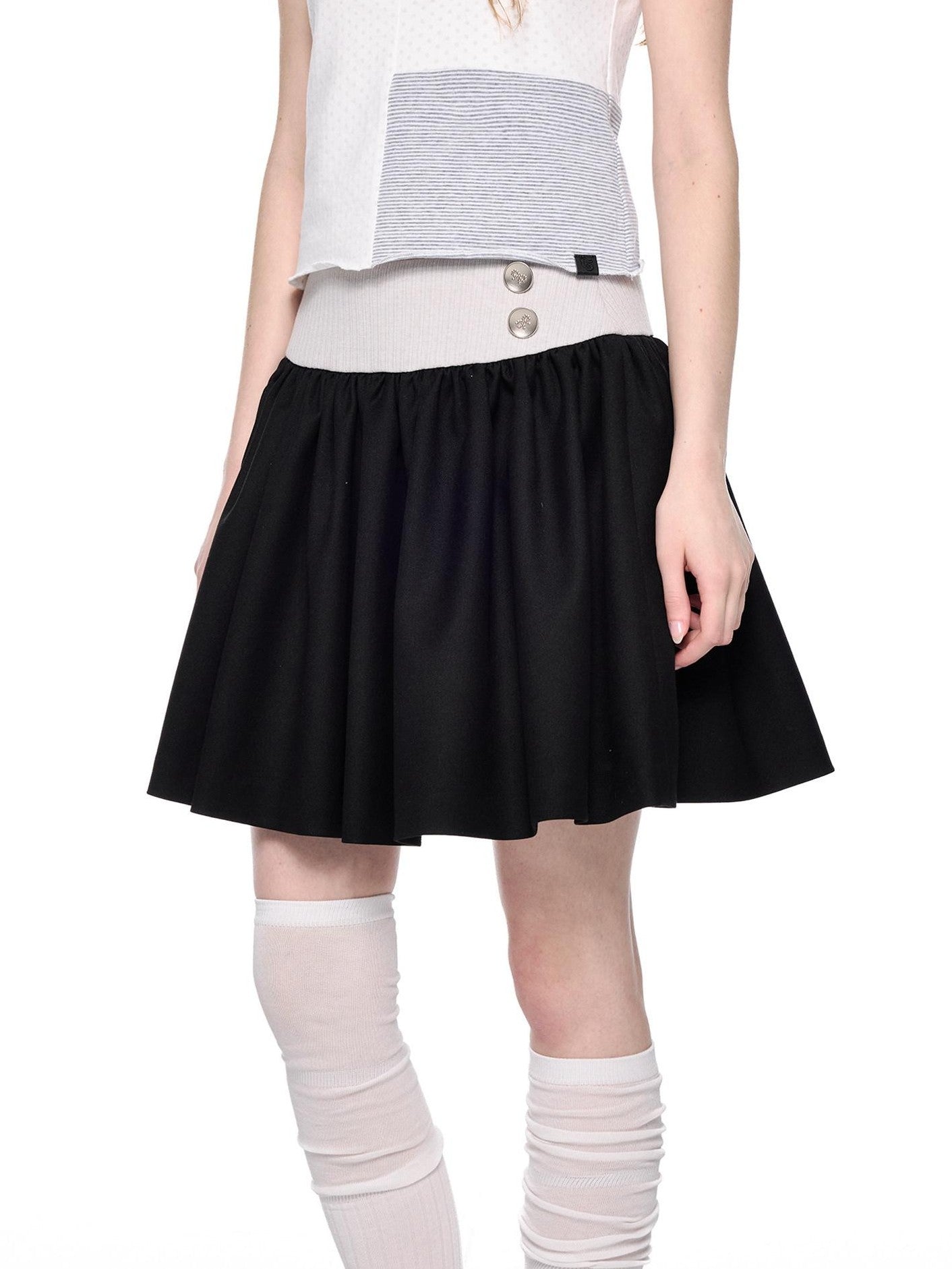 EZEK Colorblock Patchwork High Waist A Line Women's Cotton Mini Skirts