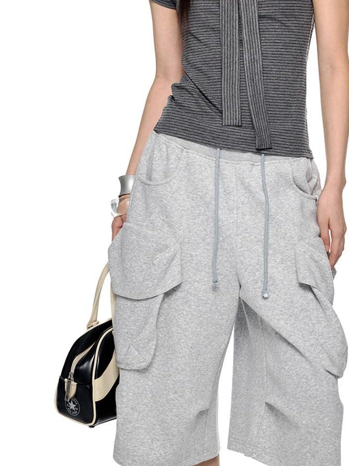 EZEK Colorblock Waistband Spliced Pocket Women's Poly Cotton Spandex Capri Pants
