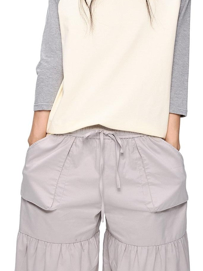 EZEK Contrast Striped Polka Dot Raglan Loose Women's Cotton Short Sleeve T-shirts
