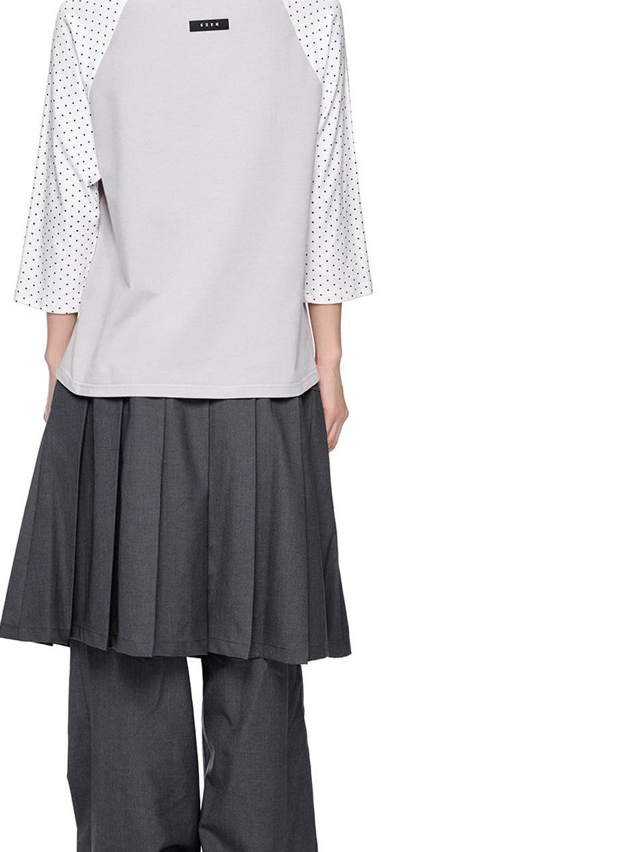 EZEK Contrast Striped Polka Dot Raglan Loose Women's Cotton Short Sleeve T-shirts