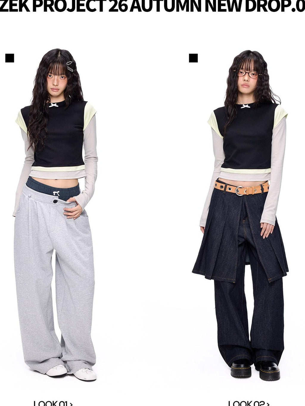 EZEK Cropped Colorblock Bow Patchwork Slim Fit Women's Modal Long Sleeve T-shirts