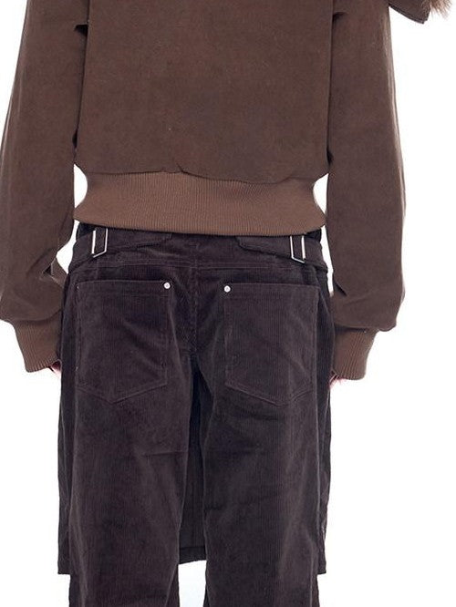 EZEK Cropped Colorblock Oversized Fur Collar Women's Faux Suede Puffer Jackets
