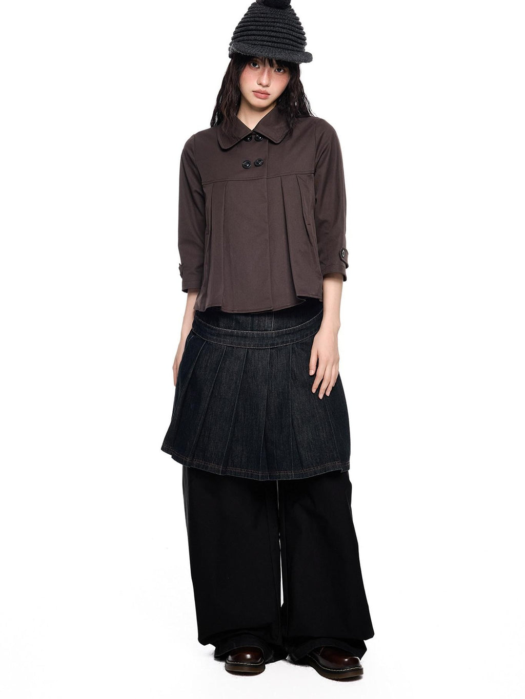 EZEK Cropped Doll Collar Double Buttons Women's Polyester Henley T-shirts
