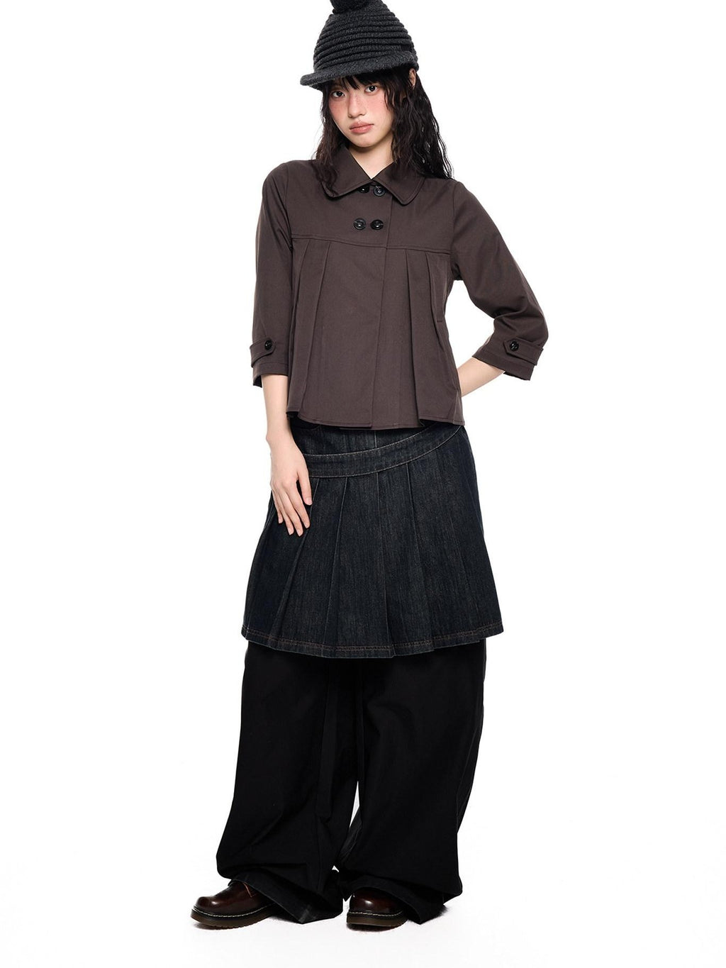 EZEK Cropped Doll Collar Double Buttons Women's Polyester Henley T-shirts