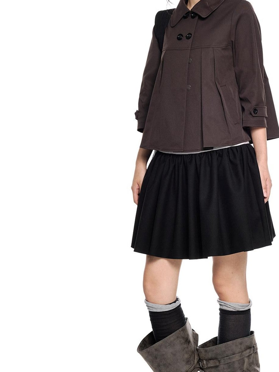 EZEK Cropped Doll Collar Double Buttons Women's Polyester Henley T-shirts