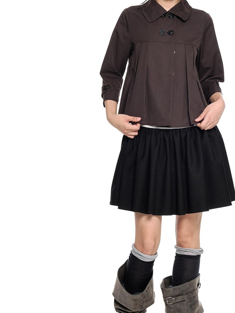 EZEK Cropped Doll Collar Double Buttons Women's Polyester Henley T-shirts