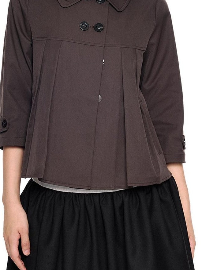 EZEK Cropped Doll Collar Double Buttons Women's Polyester Henley T-shirts