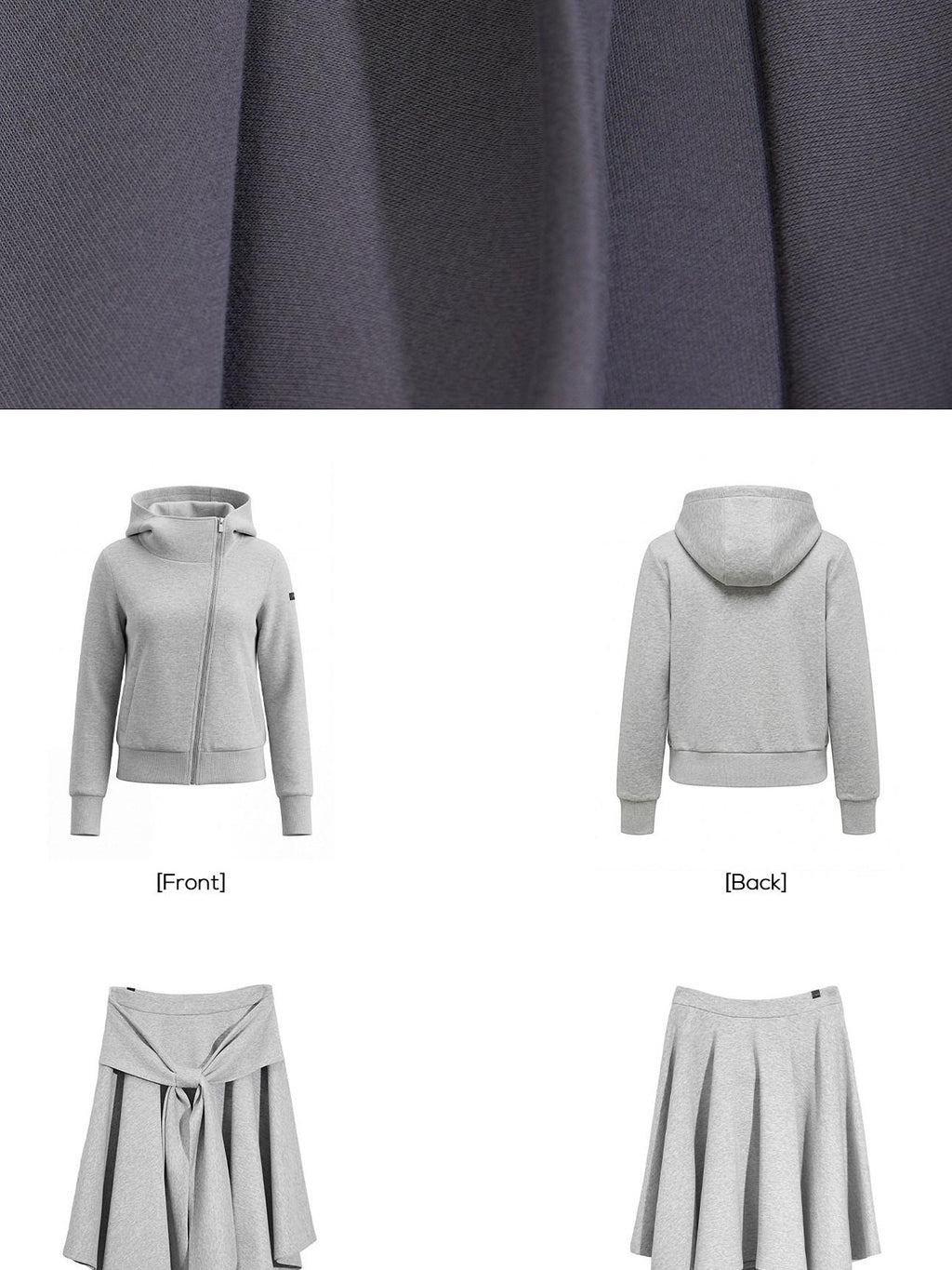 EZEK Cropped Vintage Slanted Zipper Print Women's Cotton Blend Zip-up Hoodies