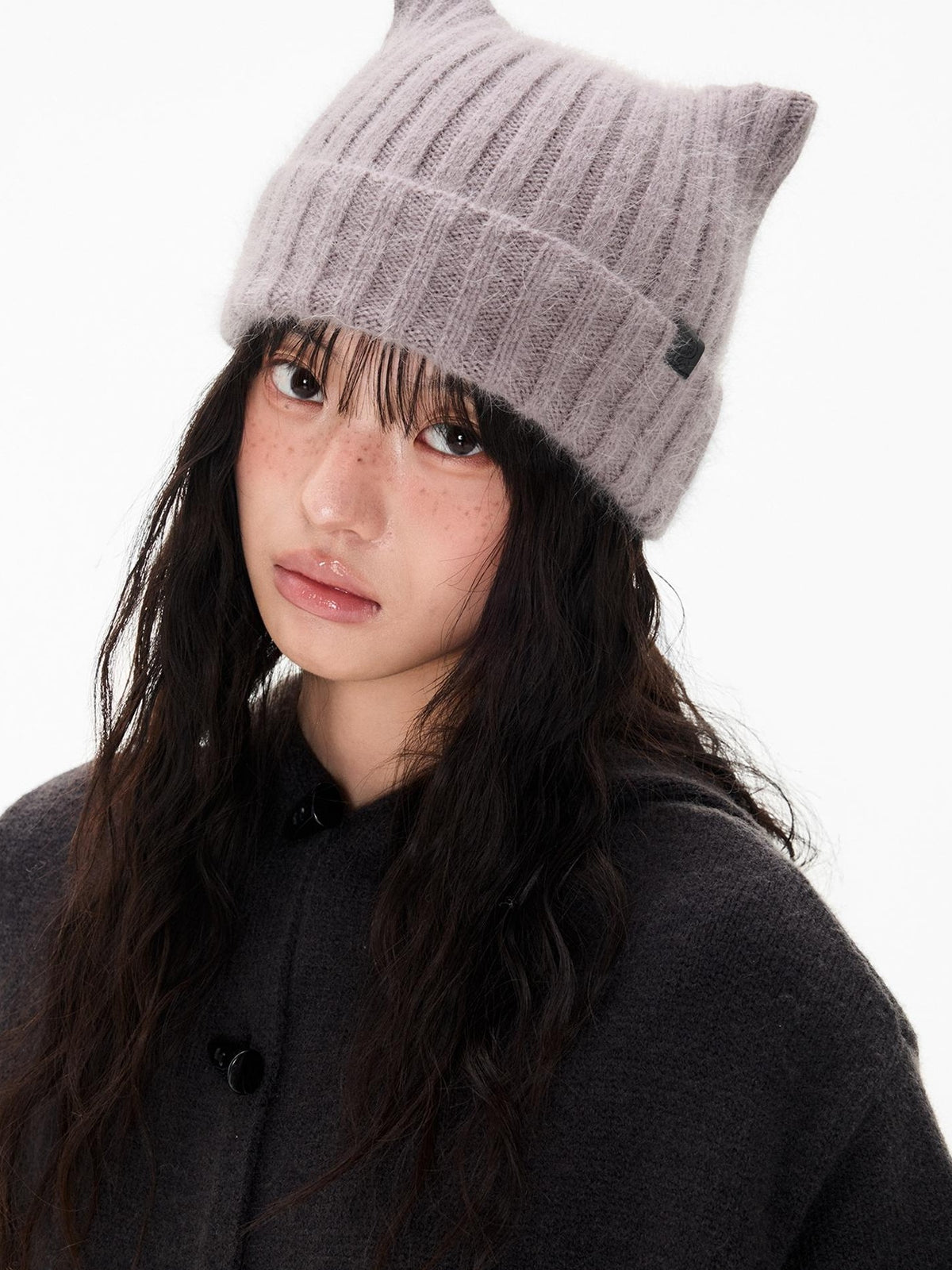 Cute Cat Ear Fuzzy Rabbit Fur Women's Nylon Knit Beanies
