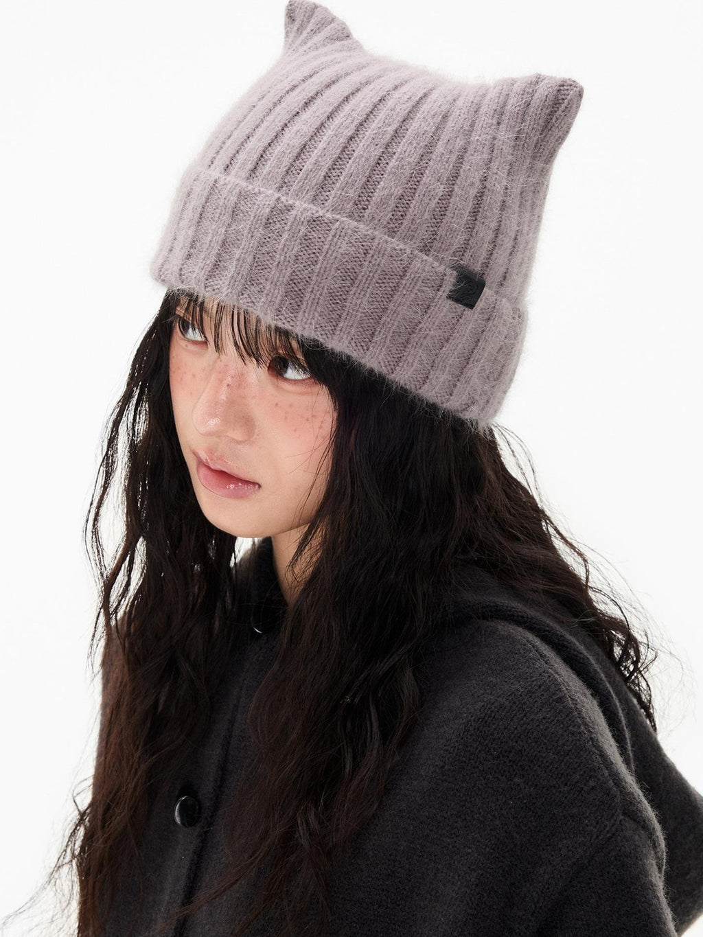 Cute Cat Ear Fuzzy Rabbit Fur Women's Nylon Knit Beanies