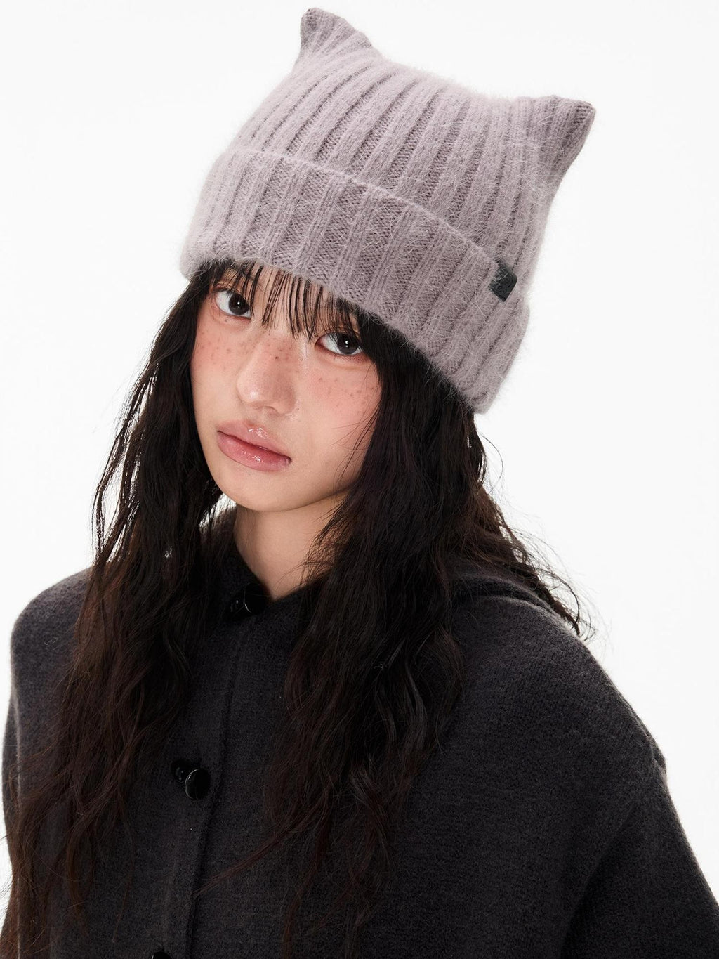 Cute Cat Ear Fuzzy Rabbit Fur Women's Nylon Knit Beanies