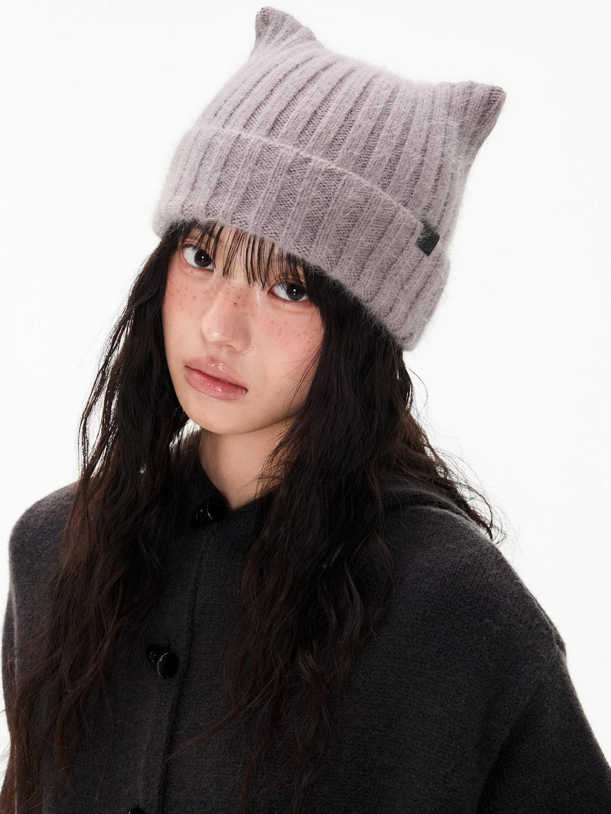 Cute Cat Ear Fuzzy Rabbit Fur Women's Nylon Knit Beanies
