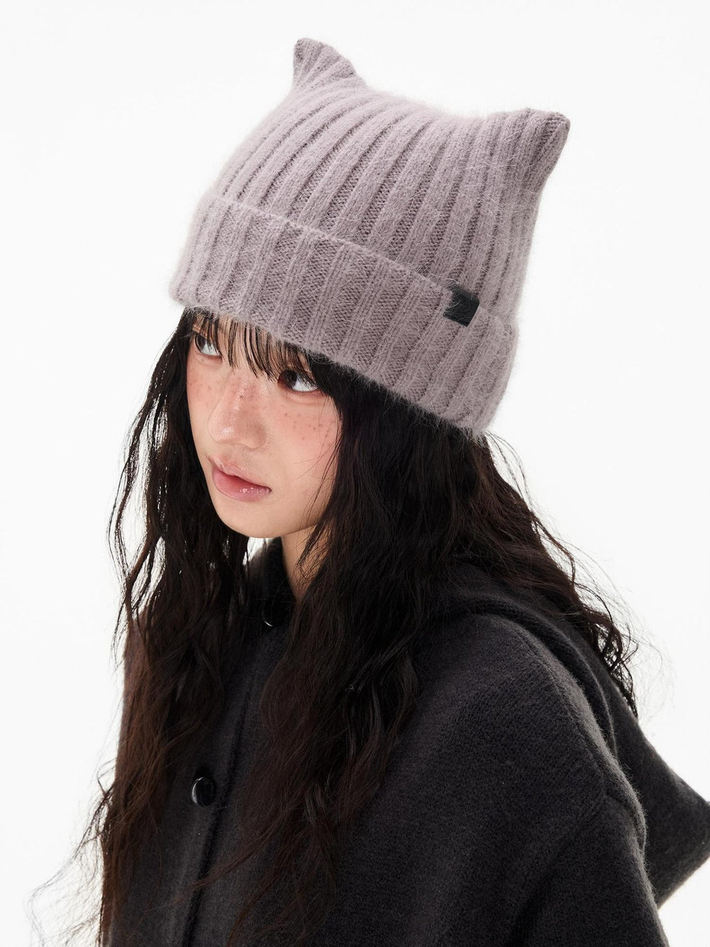 Cute Cat Ear Fuzzy Rabbit Fur Women's Nylon Knit Beanies