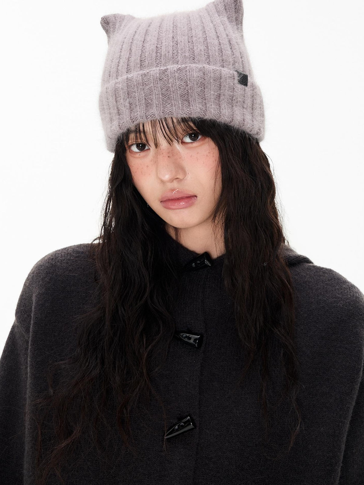 Cute Cat Ear Fuzzy Rabbit Fur Women's Nylon Knit Beanies