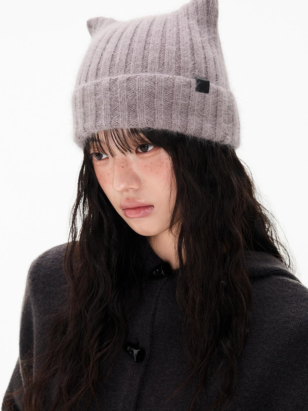 Cute Cat Ear Fuzzy Rabbit Fur Women's Nylon Knit Beanies