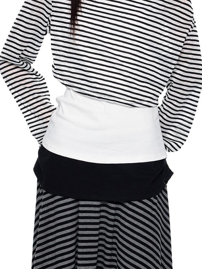 EZEK Deconstructed Off Shoulder Striped Women's Poly Cotton Long Sleeve T-shirts