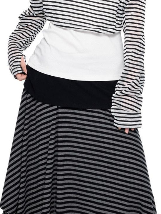 EZEK Deconstructed Off Shoulder Striped Women's Poly Cotton Long Sleeve T-shirts