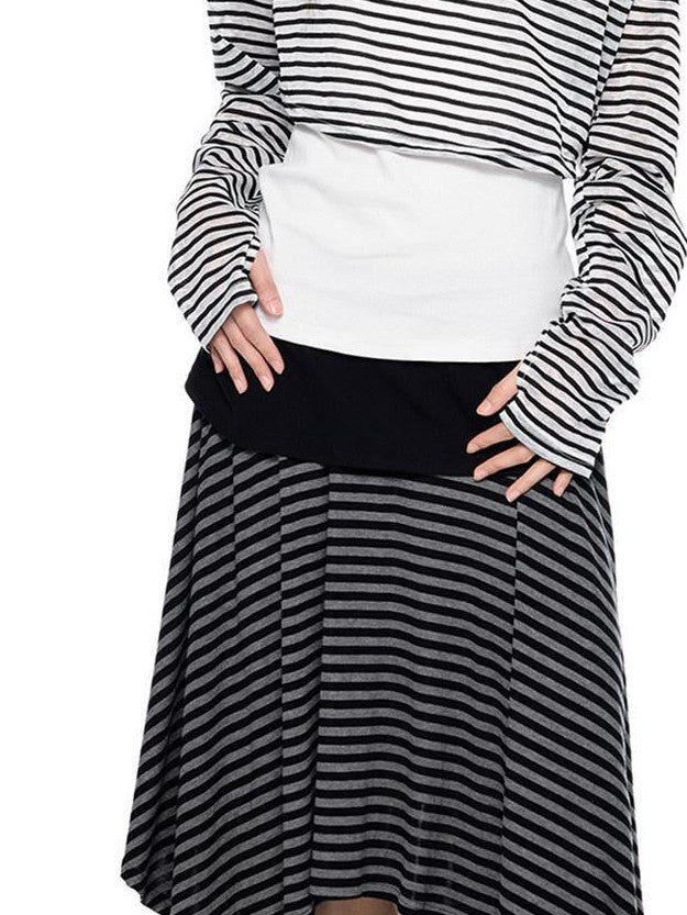 EZEK Deconstructed Off Shoulder Striped Women's Poly Cotton Long Sleeve T-shirts