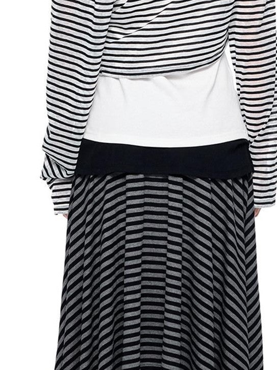 EZEK Deconstructed Off Shoulder Striped Women's Poly Cotton Long Sleeve T-shirts