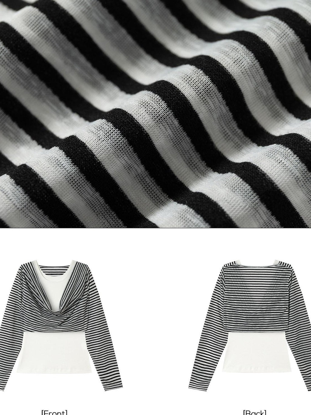 EZEK Deconstructed Off Shoulder Striped Women's Poly Cotton Long Sleeve T-shirts
