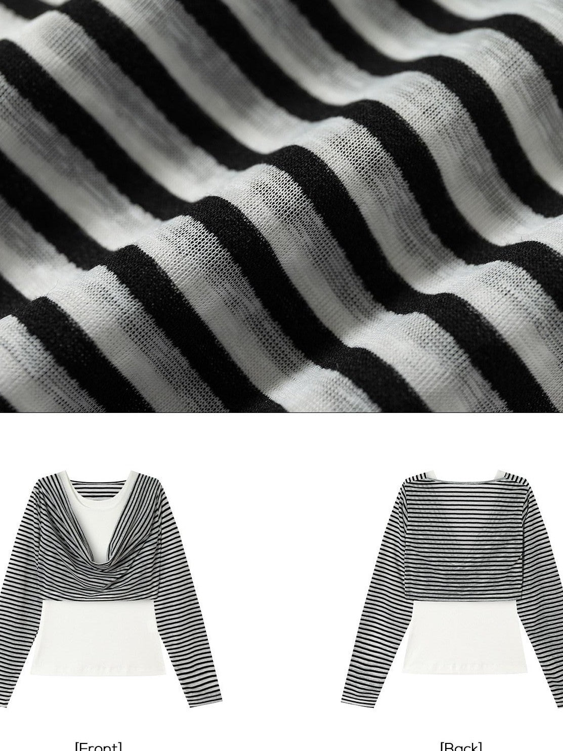 EZEK Deconstructed Off Shoulder Striped Women's Poly Cotton Long Sleeve T-shirts