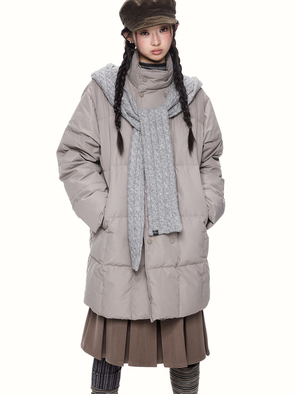EZEK Detachable Hood Zip Pockets Women's Polyester White Duck Down Down Jackets