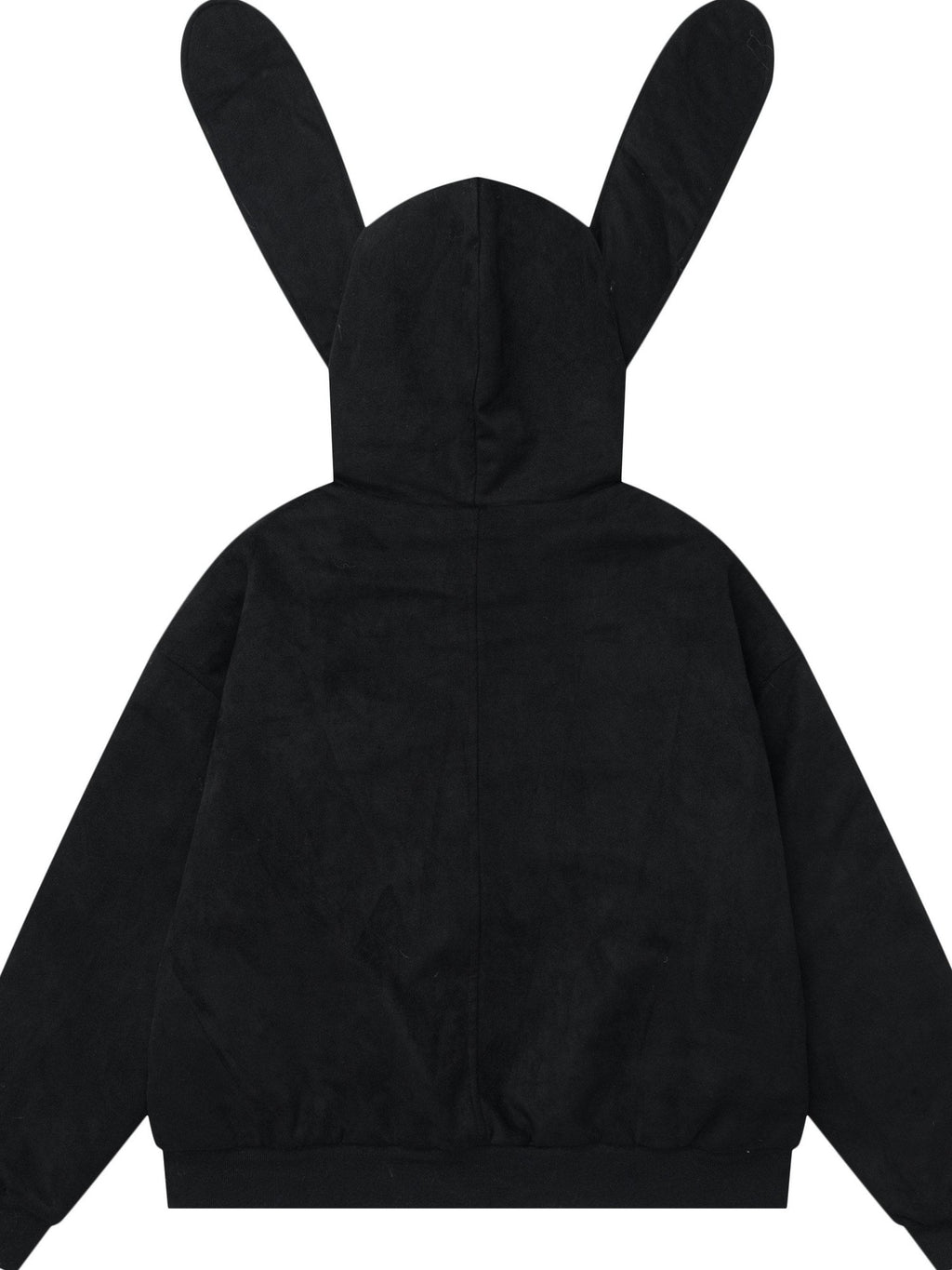 EZEK Detachable Rabbit Ears Letter Embroidered Zip Loose Women's Zip-up Hoodies