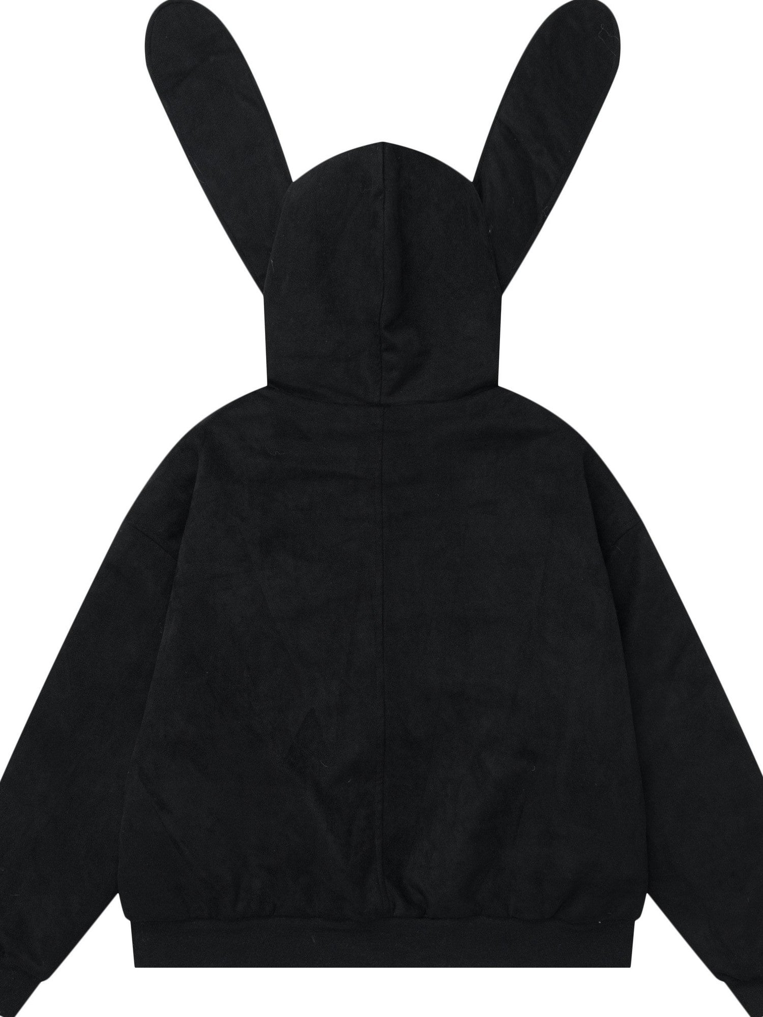 EZEK Detachable Rabbit Ears Letter Embroidered Zip Loose Women's Zip-up Hoodies