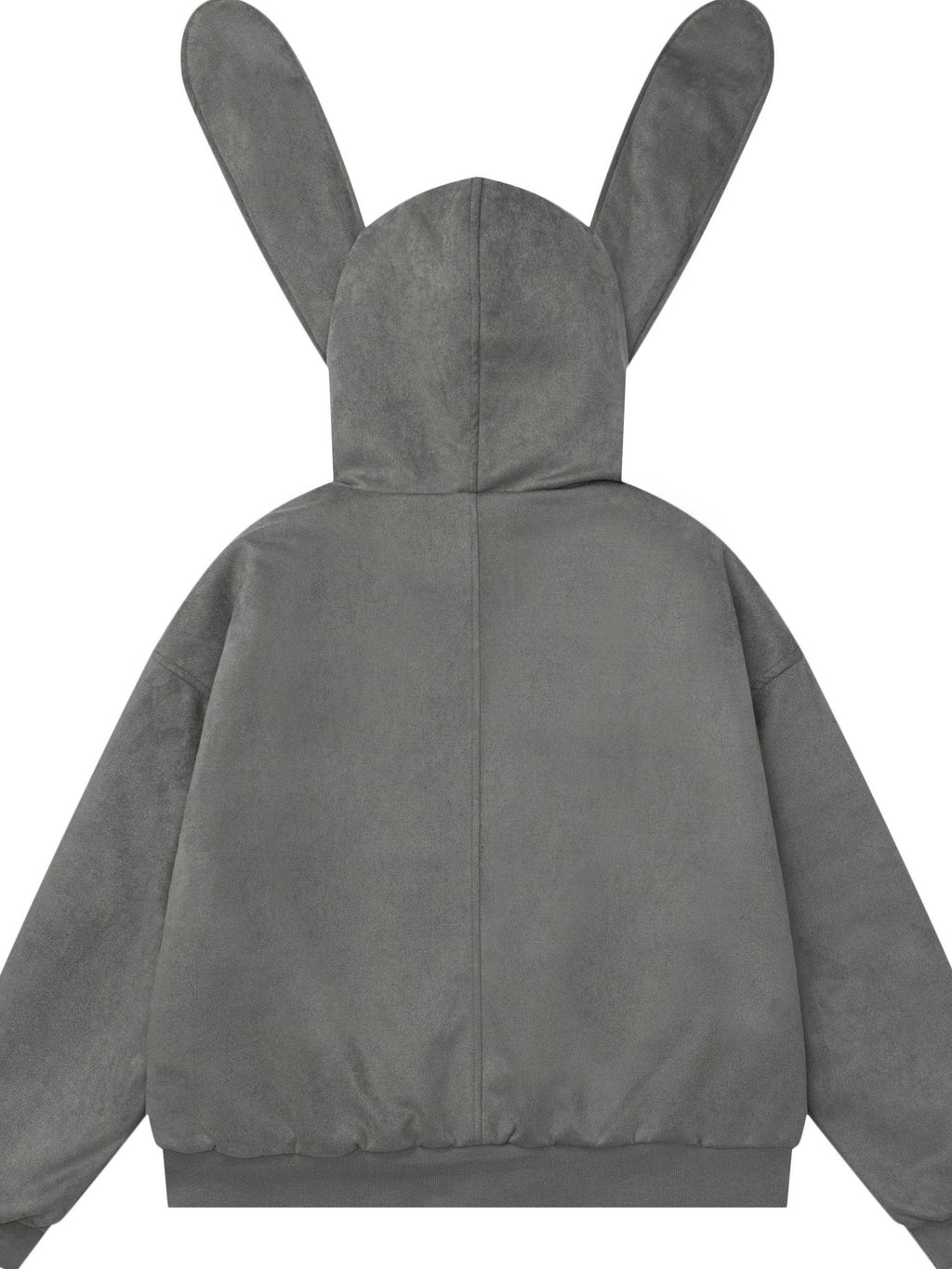 EZEK Detachable Rabbit Ears Letter Embroidered Zip Loose Women's Zip-up Hoodies