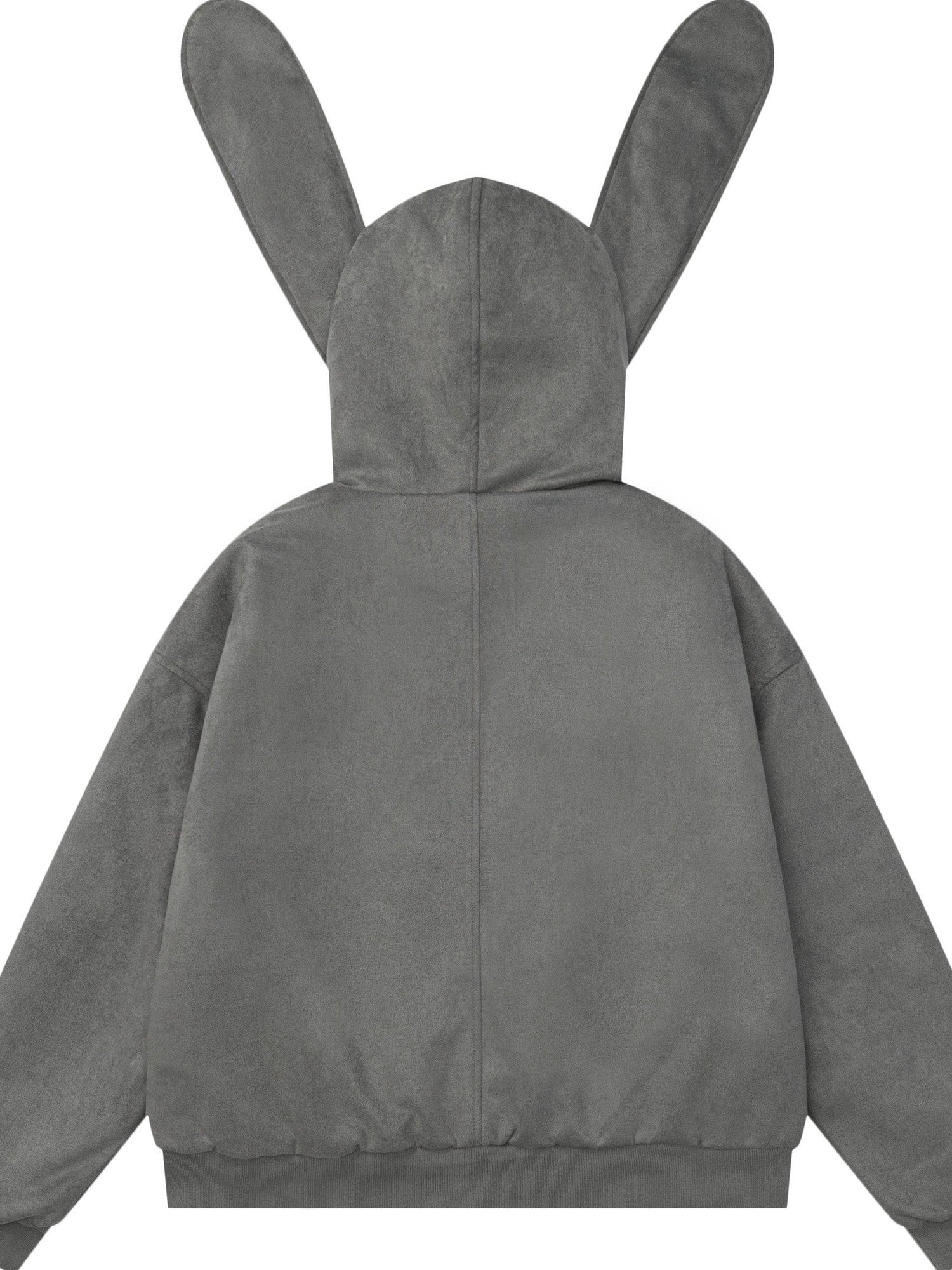 EZEK Detachable Rabbit Ears Letter Embroidered Zip Loose Women's Zip-up Hoodies