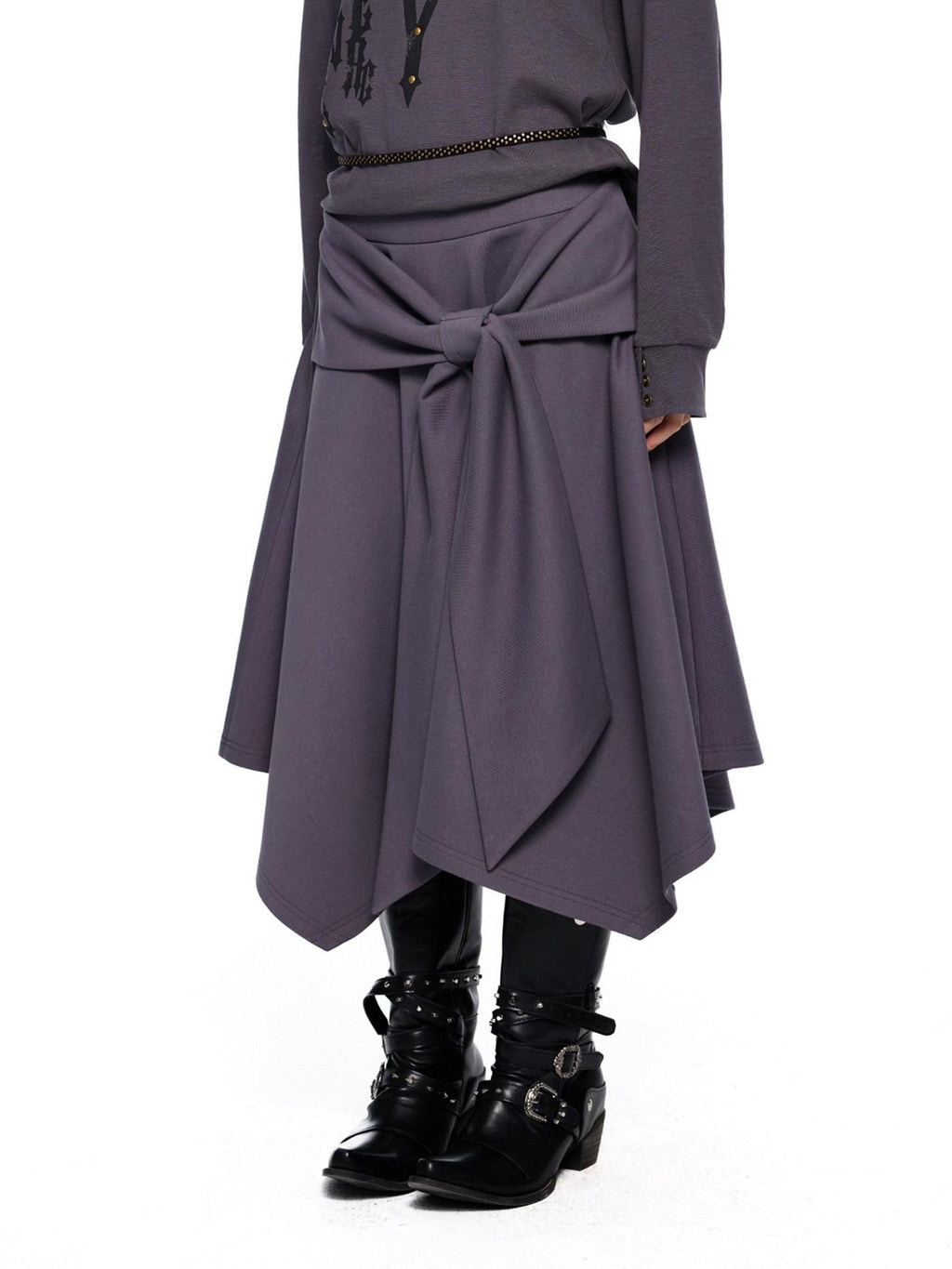 EZEK Diagonal Zipper Cropped Printed Tie Women's Cotton Blend Matching Skirt Sets
