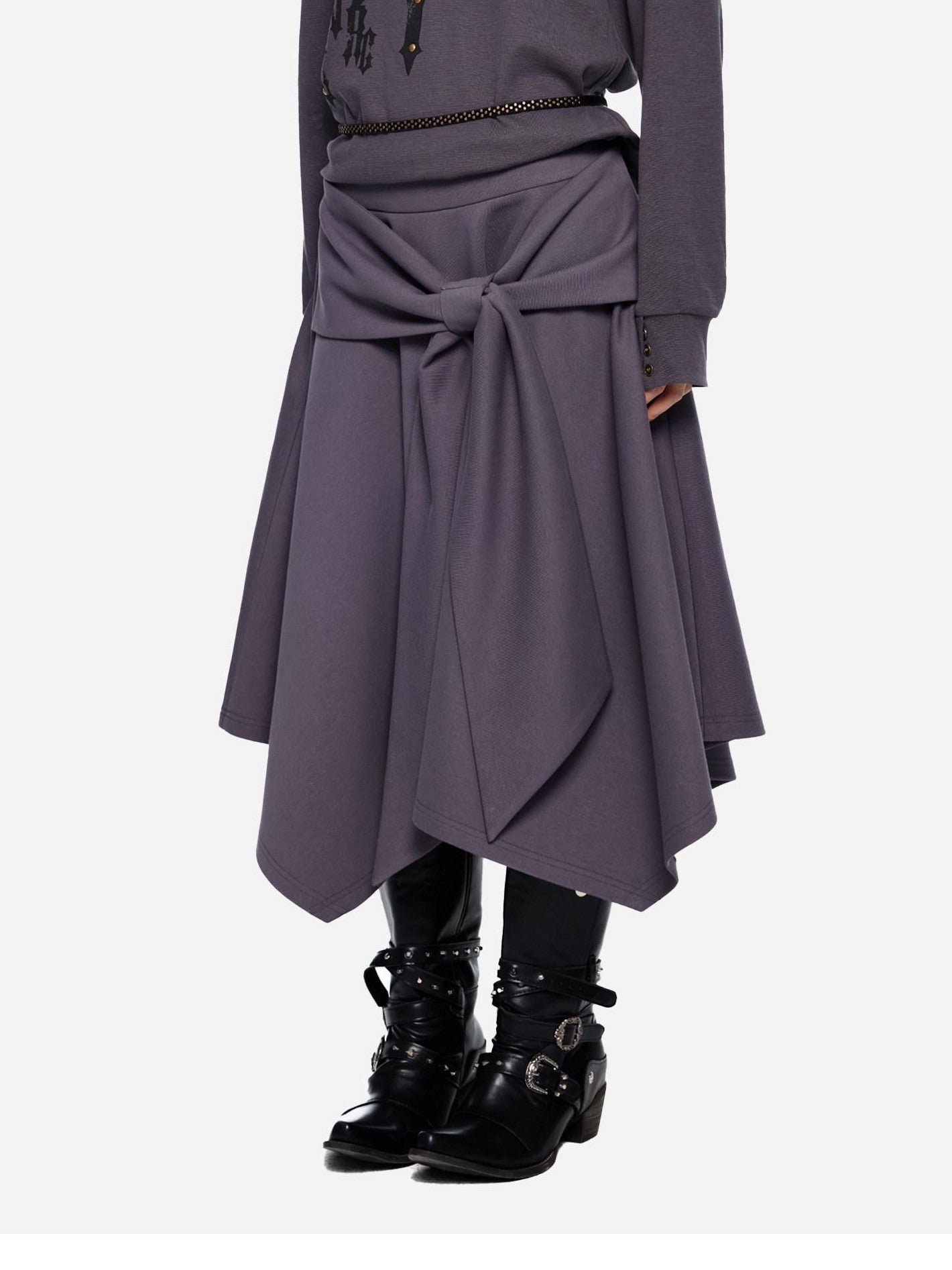 EZEK Diagonal Zipper Cropped Printed Tie Women's Cotton Blend Matching Skirt Sets