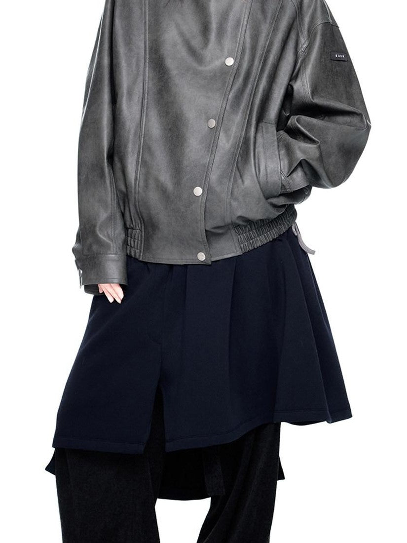 EZEK Distressed Biker Zip Pocket Stand Collar Women's Pu Leather Jackets