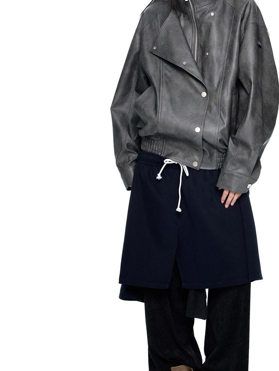 EZEK Distressed Biker Zip Pocket Stand Collar Women's Pu Leather Jackets