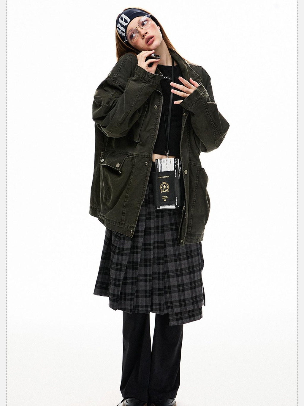 EZEK Distressed Pocket Stand Collar Relaxed Women's Cotton Utility Jackets