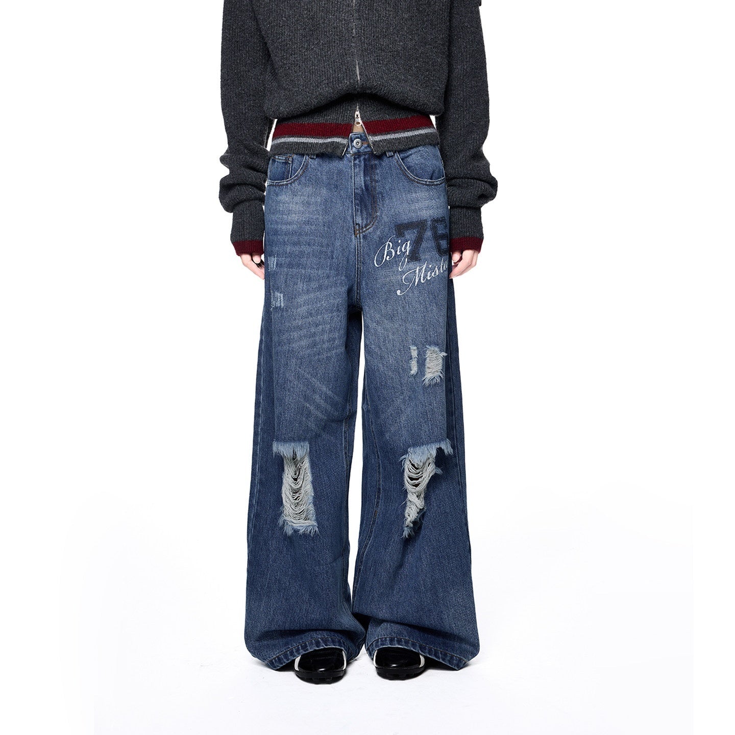 EZEK_Distressed_Ripped_Letter_Print_Women's_Cotton_Blend_Straight-leg_Jeans_967304055851_MISSTT