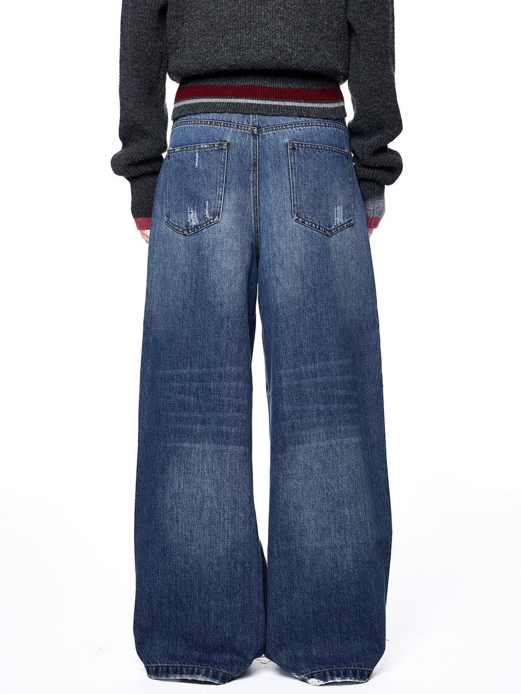 EZEK Distressed Ripped Letter Print Women's Cotton Blend Straight-leg Jeans