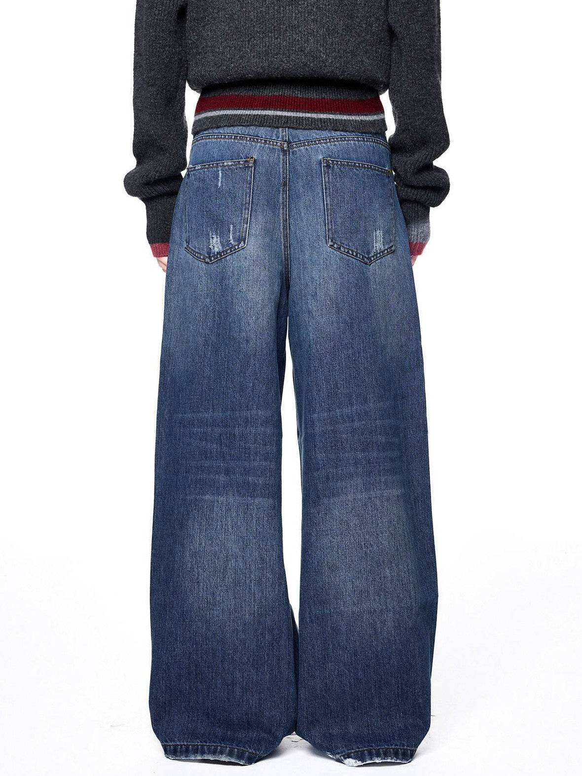 EZEK Distressed Ripped Letter Print Women's Cotton Blend Straight-leg Jeans