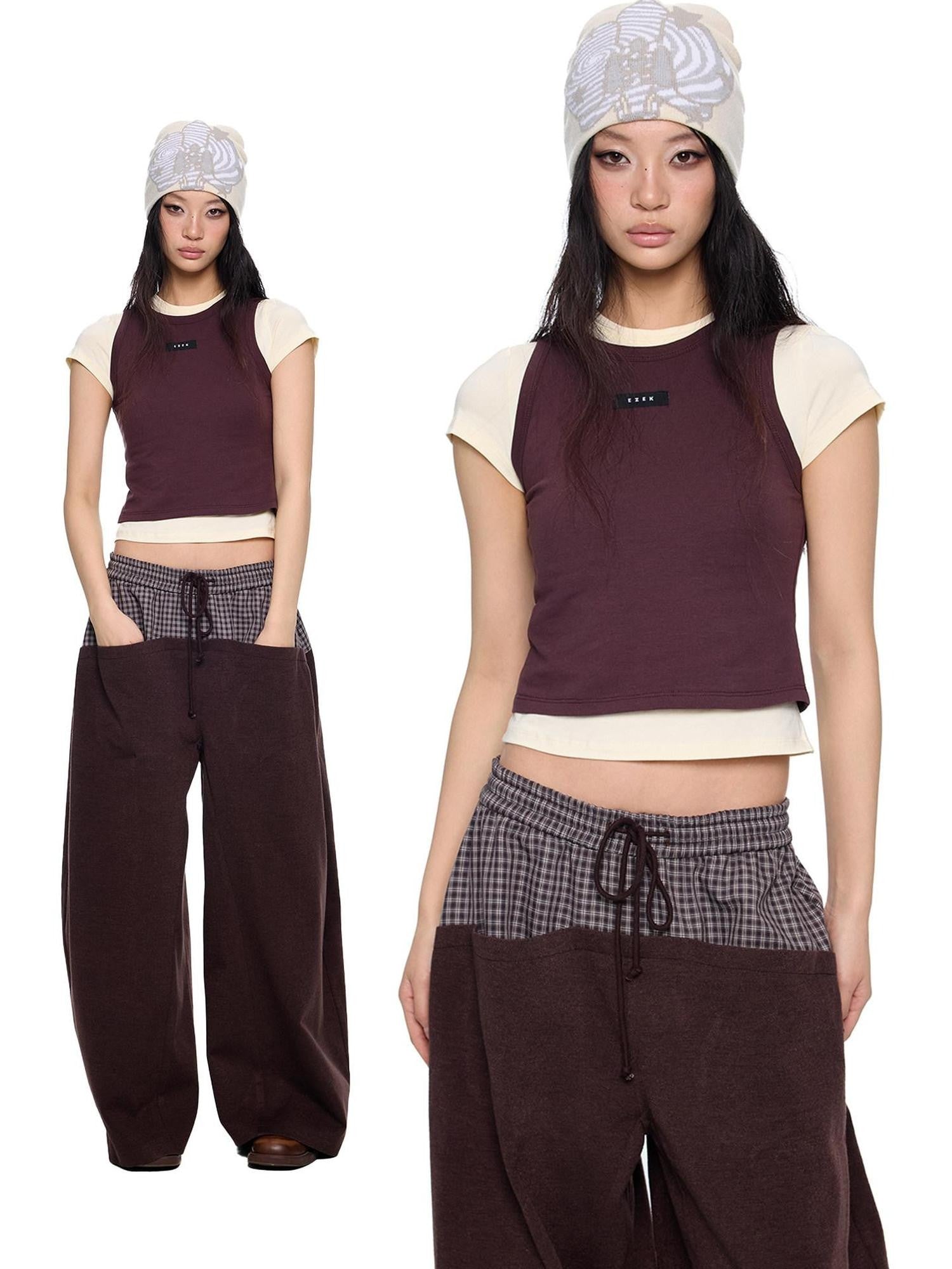 EZEK Dopamine Two Piece Print Slim Fit Short Sleeve Women's Cotton Crop Tops