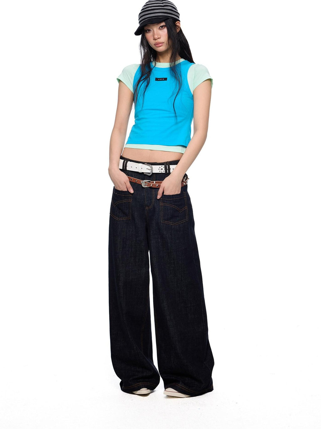 EZEK Dopamine Two Piece Print Slim Fit Short Sleeve Women's Cotton Crop Tops