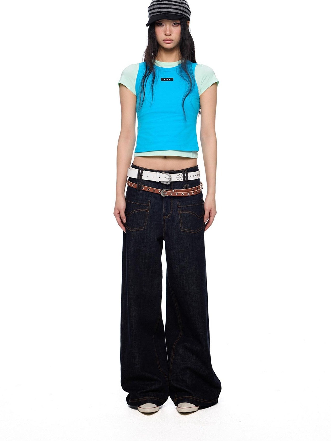 EZEK Dopamine Two Piece Print Slim Fit Short Sleeve Women's Cotton Crop Tops